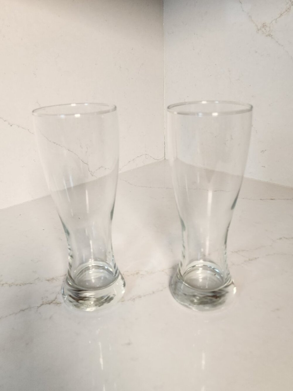 Set of 2 Tall Pilsner Beer Glasses - 9" Footed Barware